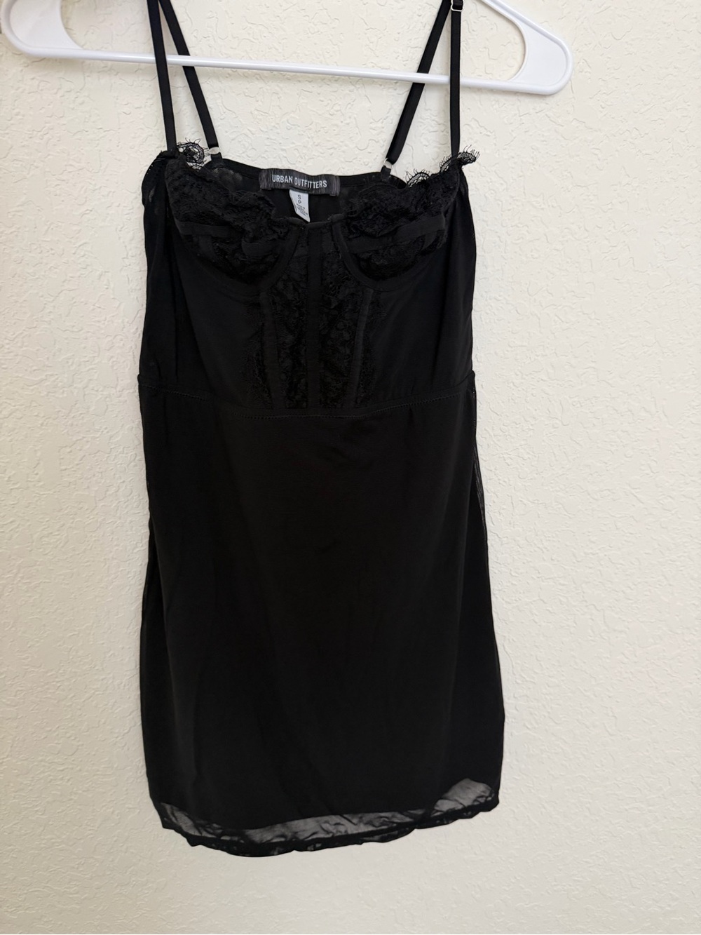 Urban Outfitters Black Lace-Trim Cami Dress